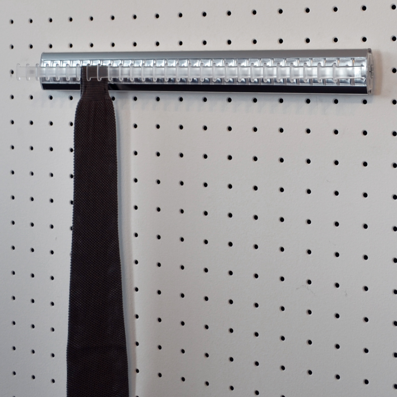 Portacravatte fisso - 28 ganci - trasparente-alluminio lucido 1